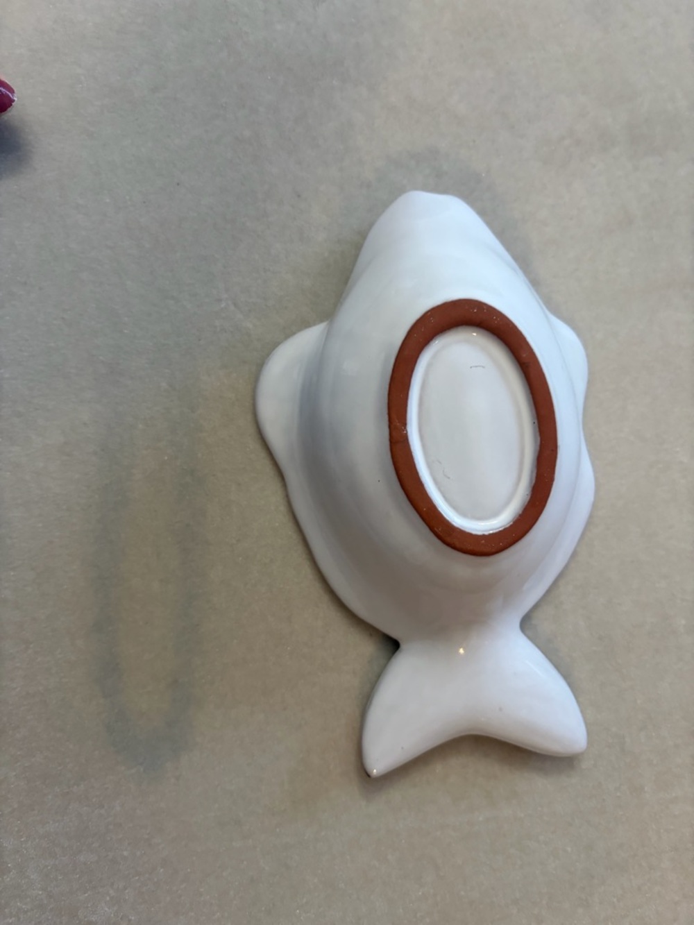 Pottery Barn White Fish Ceramic Dish with Beaded Detail - Picture 3 of 5